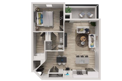 Floor plan for 1 bed, 1 bath, 824 sqft